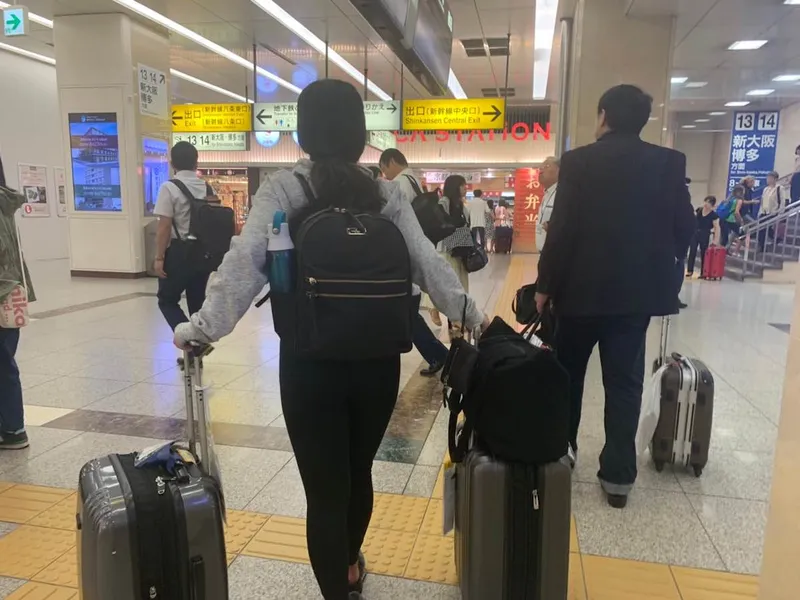with luggage